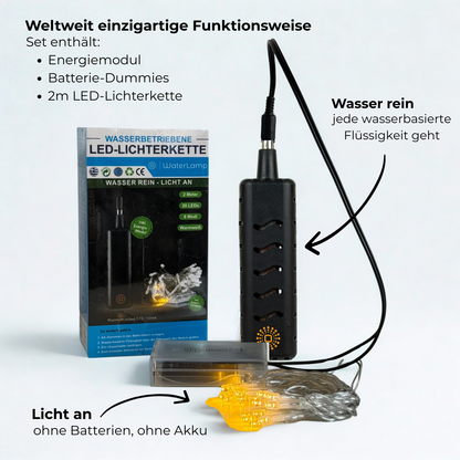 Wasserbetriebene LED-Lichterkette | Warmweiß, 2m